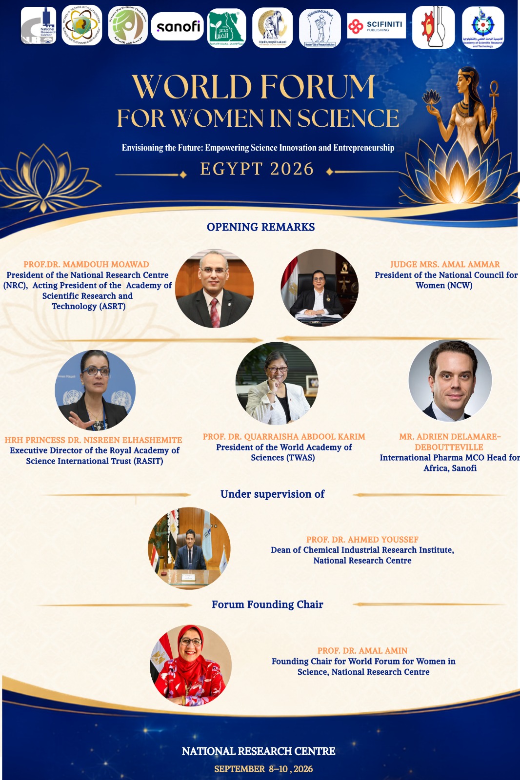 World Forum for Women in Science, Egypt 2026 — Opening Remarks speakers